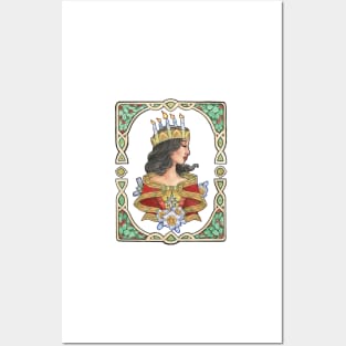 Evergreen Lady Goddess Saint Lucy Inspired Art Nouveau Christmas Spirits of Winter Series Posters and Art